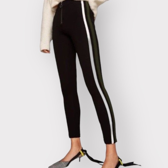 Zara Pants - ZARA Black Leggings Green Side Stripe (Sz S)